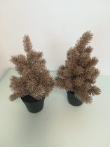 Kunst kerstboom champagne kleur 2 stuks