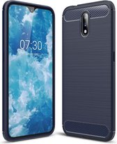 Nokia 2.3 Carbone Brushed Tpu Blauw Cover Case Hoesje CBL