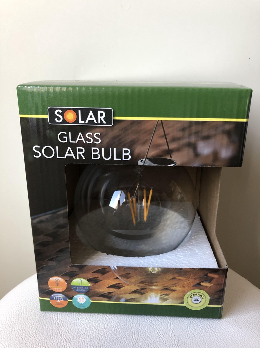 Glazen Solar Retrolamp 26 x 12 cm met ophang knijper