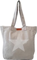 Canvas Shopper Ster Grijs - Lichtgewicht - Canvas - Shopper - Lange Handvatten