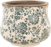 Clayre & Eef Bloempot Beige Groen Keramiek Bloemen