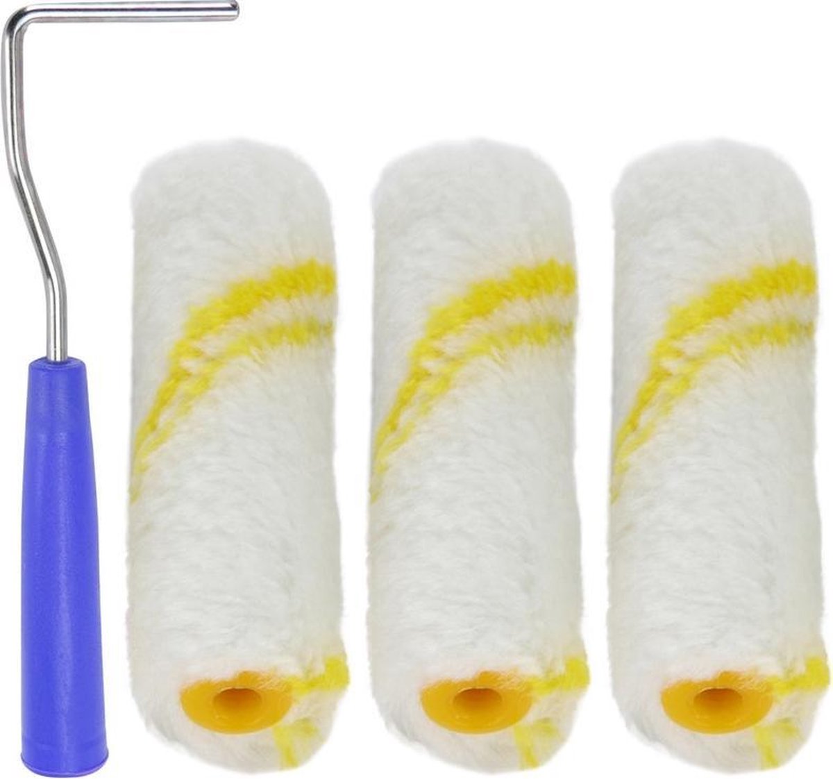 3x Vacht verfrollers met beugel 10 cm - Verf/schilderbenodigdheden - Schildermateriaal - Verfrollers voor waterbasis verf