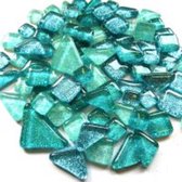 Soft Glas Puzzels Mozaïek glitter Zilver mix, 250 gram