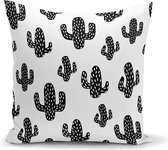 Woonkamer decoratieve sierkussen zwarte cactus - Kussens woonkamer - Binnen of Buiten decoratie sierkussens 45x45 cm