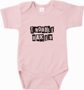 Baby rompertje Touble maker | Korte mouw 50/56 Licht roze