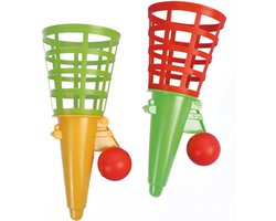 foto van 2x Catch the balspel - Vangbalspel - 18.5cm + Bal - Zomerspeelgoed - Buitenspeelgoed