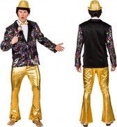 Disco flair broek goud glimmend heren S/M