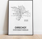 Oirschot city poster, A3 (30x40 cm) met lijst, plattegrond poster, woonplaatsposter, woonposter
