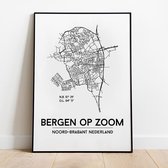 Bergen op zoom city poster, A3 (30x40 cm) met lijst, plattegrond poster, woonplaatsposter, woonposter