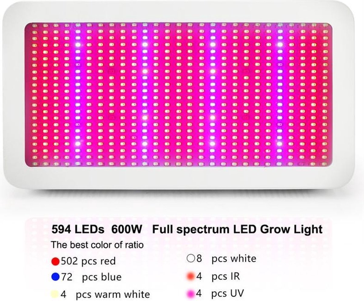 LED Kweeklamp / Groeilamp - Full spectrum - Groei en Bloei - 600 Watt |  bol.com