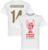 Liverpool Trophy Henderson 14 Champions of Europe 2019 T-Shirt - Wit - 4XL