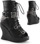 Bravo-89 Ankle boot with wedge and pyramid stud detail black matt - (EU 38 = US 8) - Demonia