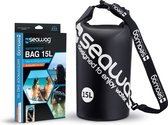 Seawag Dry Bag 15L - Zwart/Wit - Waterdichte Tas met Verstelbare Schouderband