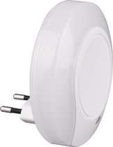 Stekkerlamp - Stekkerspot met Dag en Nacht Sensor Incl. Schakelaar - Trion Jiko - 0.4W - Warm Wit 3000K - Rond - Mat Wit - Kunststof - BSE