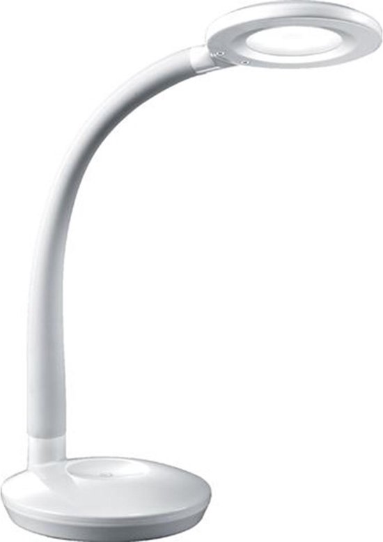 LED Bureaulamp - Tafelverlichting - Trion Kori - 3W - Warm Wit 3000K - Dimbaar - Rond - Mat Wit - Kunststof