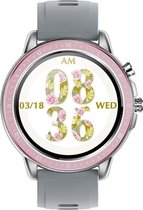 Belesy® Pink serie - Smartwatch Dames - Horloge - 1.3 inch - Kleurenscherm - Full Touch - 23 Sporten - Zilver - Roze - Grijs - Siliconen