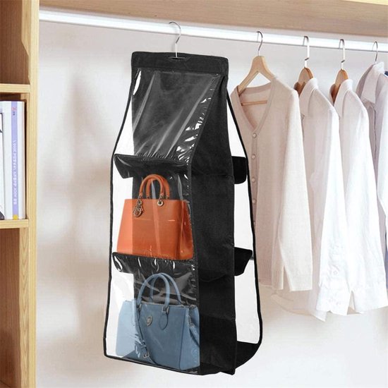 Porte-sac pour six Sacs à main / Sacs d' épaule - Tassen de rangement dans l'armoire - Pliable - Crochet de sac Zwart