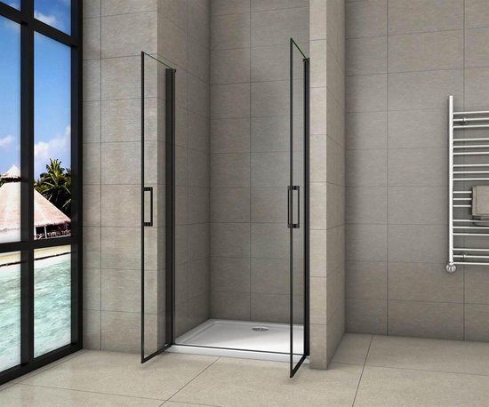 Bol Com Douchedeur Rosa Nisdeur 800x2000 Pendeldeur 8mm Helder Glas Mat Zwart