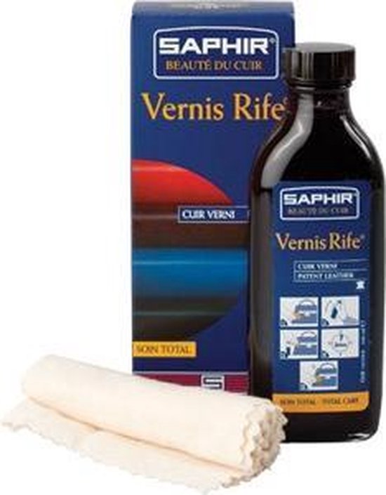 Saphir Vernis Rife Zwart – reinigt en voedt lakleder – geleverd inclusief poetsdoek