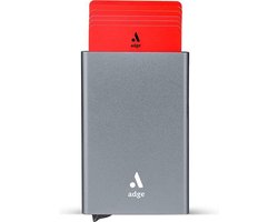 Adge Pasjeshouder - 7 tot 8 pasjes - Aluminium creditcardhouder antiskim - voor mannen en vrouwen - RFID (Grijs)