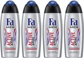 Fa Men - Douchegel voor Mannen - Actief & Zuiver - Flesje 250 ml - Verpakking van 4 stuks