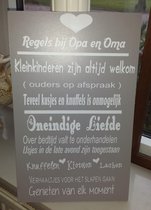 Tekstbord Regels bij Opa en Oma Moederdag Vaderdag  Wandbord Spreukbord Quotebord Cadeau Geschenk Verjaardag Spreuken Spreuk Quoteborden Wand Quote Bord Muur Decoratie Hout Tekst H