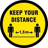 Waarschuwing vloersticker - Keep your distance - antislip - rond - 200 mm - COVID-19 - Corona