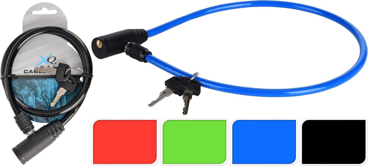 XQ Max Anti Diefstal Kabelslot voor Fiets met 2 Sleutels - Geleverd in verschillende kleuren