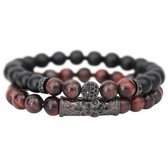 AWEMOZ Natuursteen Armbanden - Disco Kralen Armbandjes - Kastanjebruin - Cadeau voor Mannen en Vrouwen