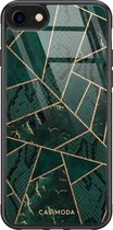 iPhone SE 2020 hoesje glass - Abstract groen | Apple iPhone SE (2020) case | Hardcase backcover zwart