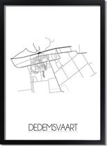 DesignClaud Dedemsvaart Plattegrond poster A3 + Fotolijst zwart