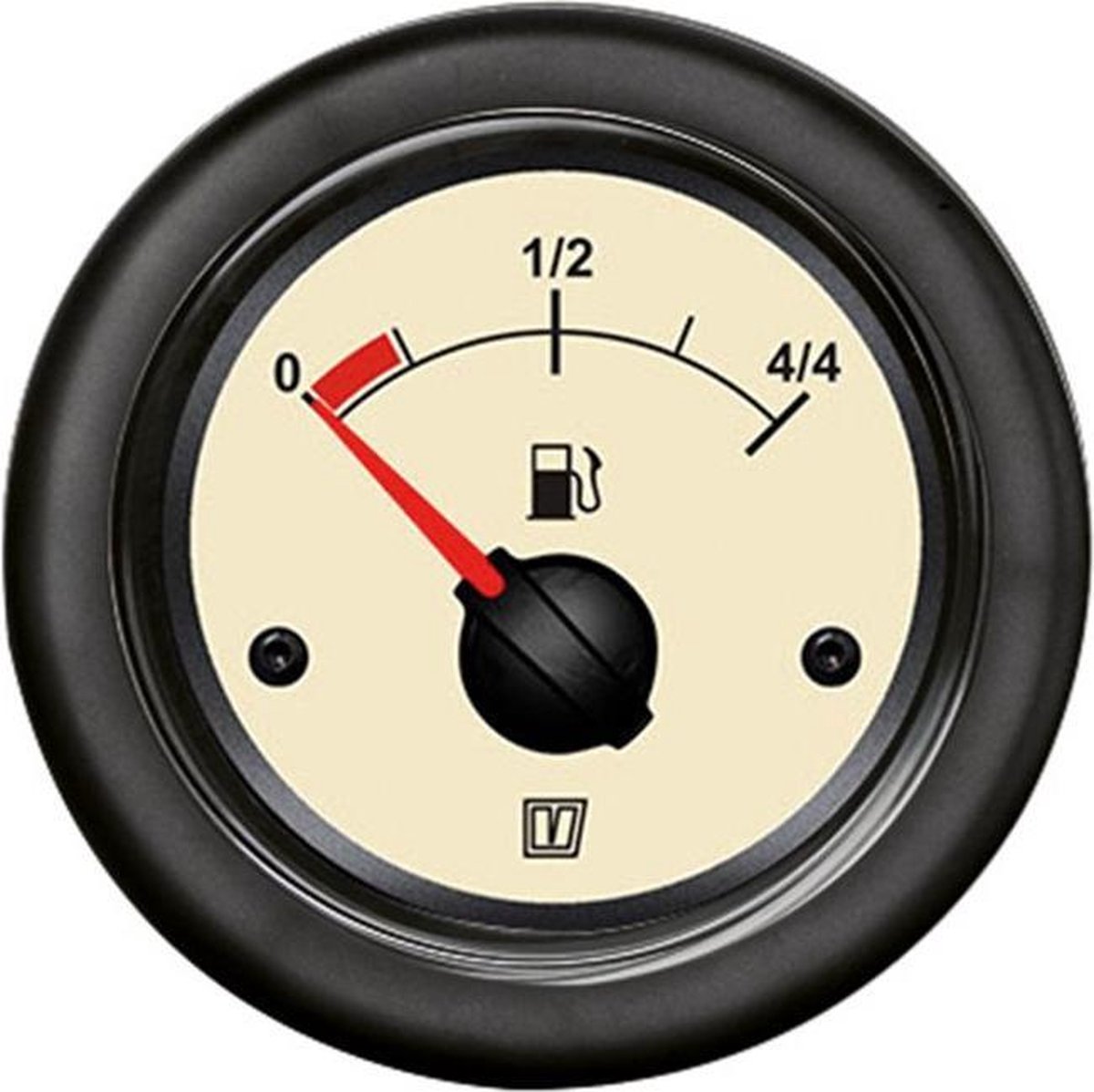 VETUS Brandstofmeter - 12V - Creme/chroom - inbouwmaat 52 mm