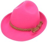 Luxe roze Tiroler hoedje van wolvilt verkleedaccessoire voor volwassenen - Oktoberfest/bierfeest feesthoeden - Alpenhoedje/jagershoedje