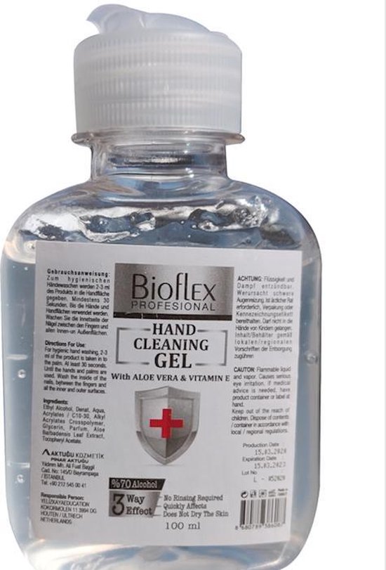 Desinfecterende Handgel 100ml | Aloe Vera Gel met 70% Alcohol | Antibacteriële Handgel | Ontsmettingsmiddel | Meeneem | Desinfecterend | Desinfectie - Bioflex