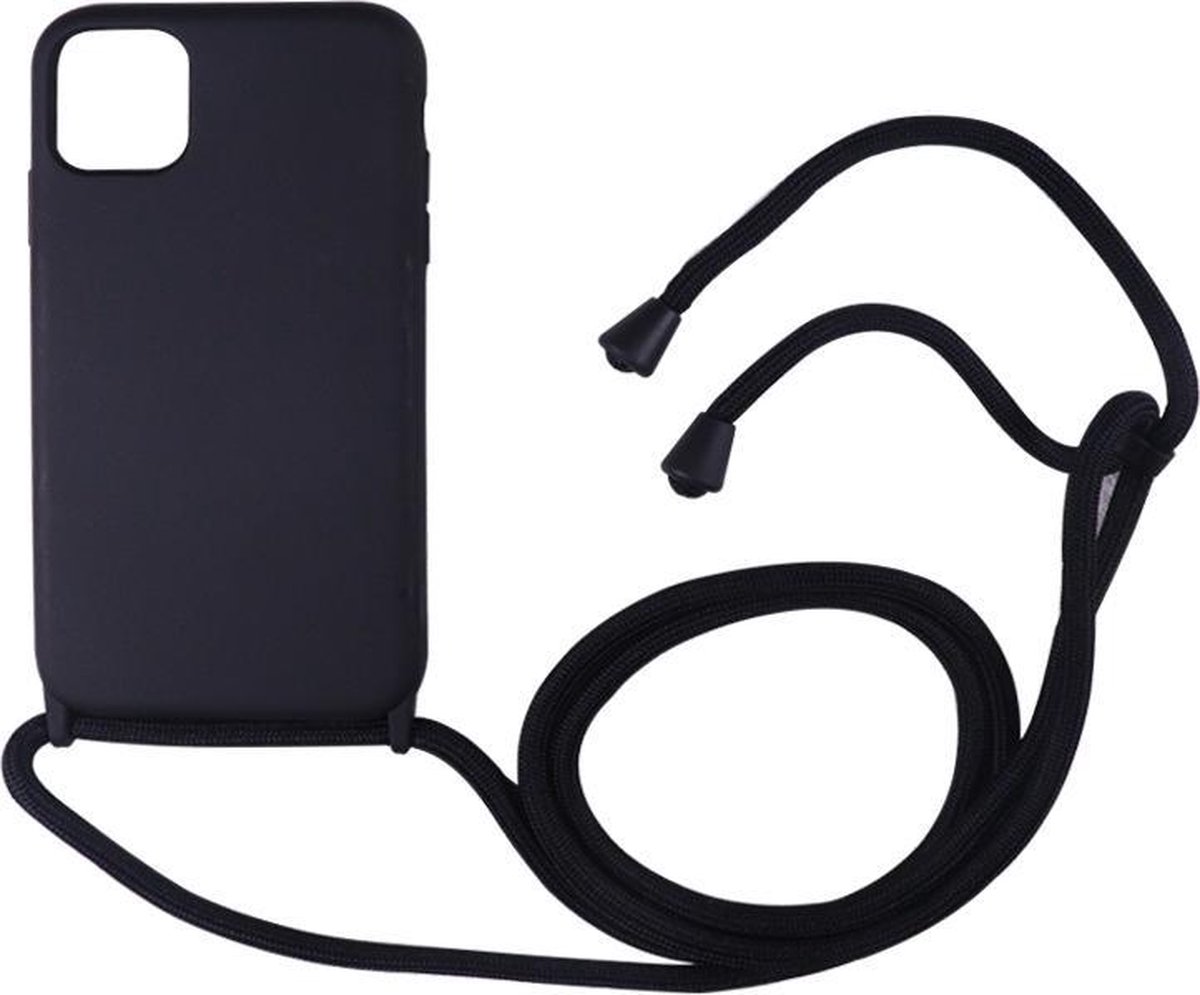 Telefoonhoesje met koord - Shockproof Backcover van PC/TPU - iPhone 11 Pro - Zwart - All Black