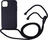 Telefoonhoesje met koord - Shockproof Backcover van PC/TPU - iPhone 11 Pro - Zwart - All Black