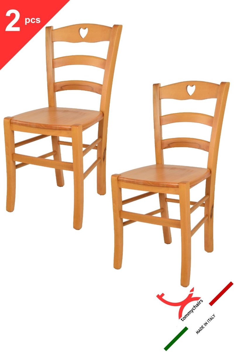 Tommychairs Cuore - Eetkamerstoelen - Set van 2 - Bruin - Hout