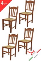 Tommychairs Silvana - Eetkamerstoelen - Set van 4 - Licht Walnoot - Rotan