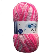 Eko fil - 5 bollen fel roze (323) gêmeleerd acryl garen - naald 3,5 a 4 mm.