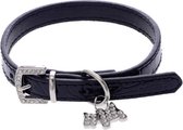 Honden halsband krokodillen print zwart 51 cm