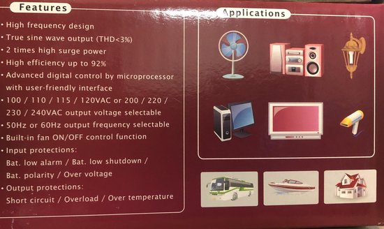 Onduleur à onde sinusoïdale pure PurePower 24-220V - 600W Onduleur