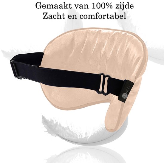 SIMIA™ Premium Zijden Slaapmasker + Opbergzakje - 100% Verduisterend Oogmasker - Verstelbaar - Blinddoek - Zijdezacht - Anti-Rimpel - Cadeau Tip - Champagne Goud - SIMIA™