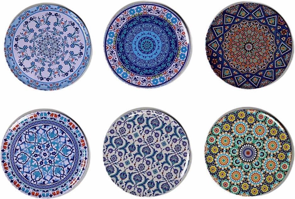 Onderzetters voor glazen - Tafelaccessoires -  Onderzetters  - kurk - Coasters - Set van 6 - Mandala design  - Cadeau