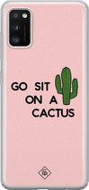 Samsung A41 hoesje siliconen - Go sit on a cactus | Samsung Galaxy A41 case | Roze | TPU backcover transparant