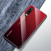 Voor Huawei P30 Gradient Color Glass Case (Rood)