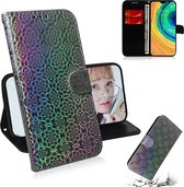 Voor Huawei Mate 30 / 5G effen kleur kleurrijke magnetische gesp horizontale flip pu lederen case met houder & kaartsleuven & portemonnee & lanyard (zilver)
