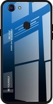 Voor OPPO F5 Gradient Color Glass Case (blauw)