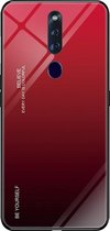 Voor OPPO F11 Pro Gradient Color Glass Case (rood)
