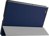 Karst Texture Horizontale Flip Effen Leren Case met Three-Folding Holder voor Sony Xperia Z4 (Dark Blue)