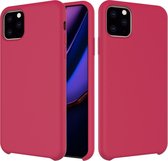 Effen kleur Vloeibare siliconen schokbestendige hoes voor iPhone 11 Pro Max (rozerood)